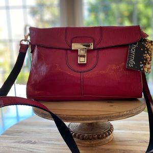 Charmes NWT Fuchsia & Goldtone Leather Crossbody